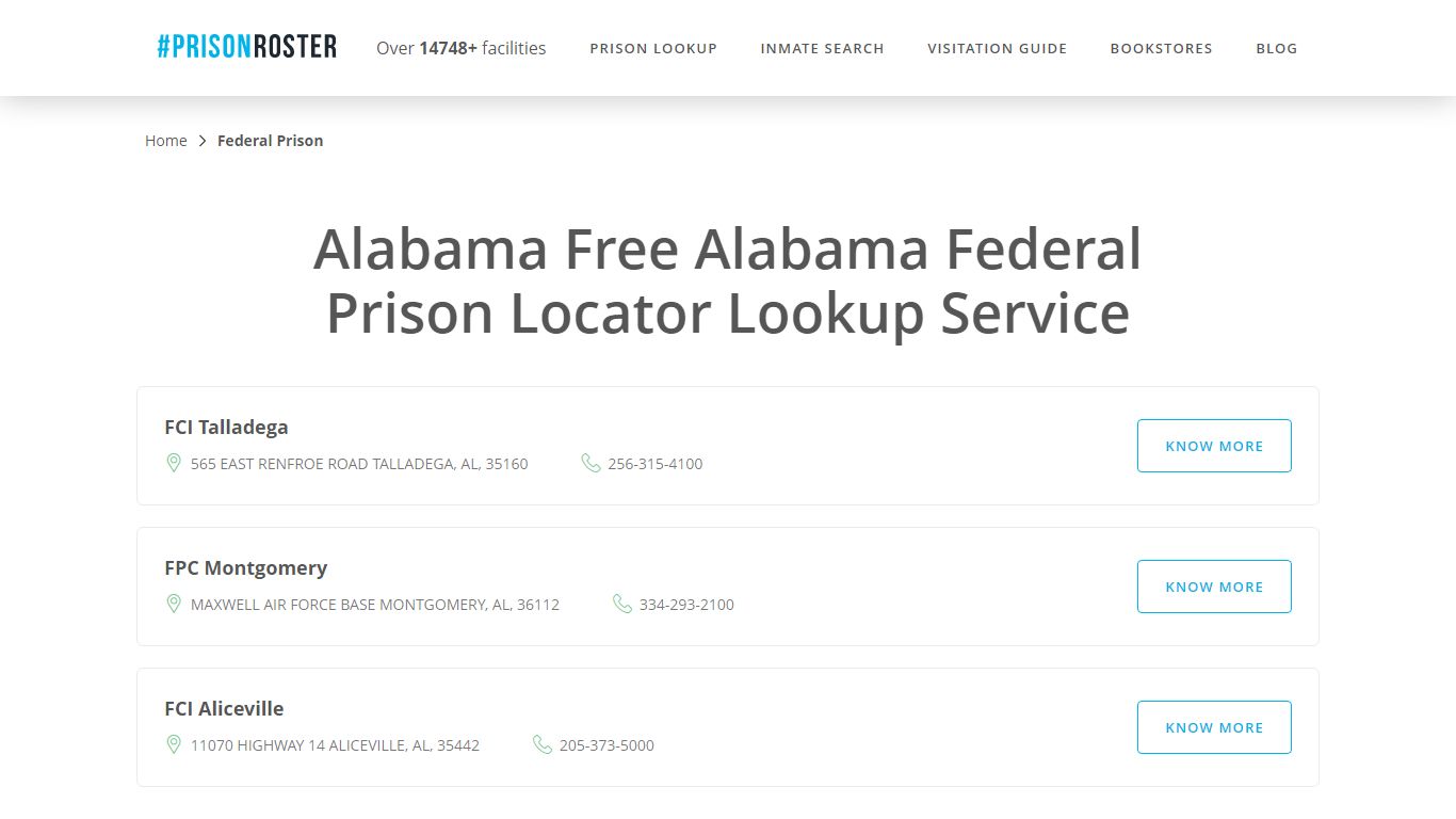 Alabama Federal Prison Inmate Lookup - Prisonroster